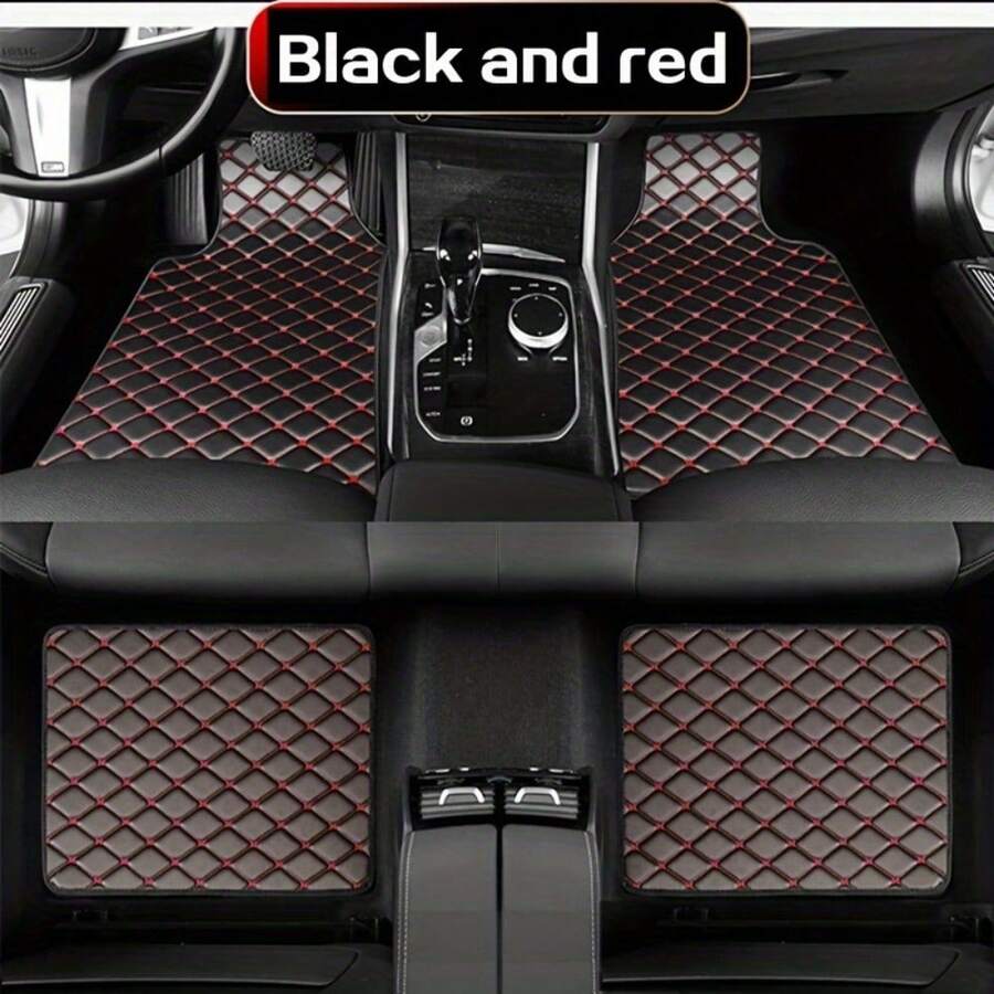 Universal Fit 4Piece Car Floor Mats Set Durable PVC Leather