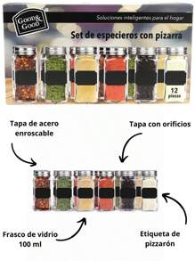 Set De Especieros Con Pizarra 12 Pzas, Good & Good - transparente - Ver 3