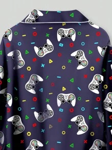 Tween Boy 2pcs Video Game Printed Long Sleeve Pajama Set - Multicolor - View 4