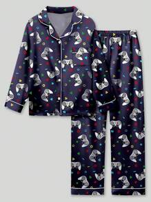 Tween Boy 2pcs Video Game Printed Long Sleeve Pajama Set - Multicolor - View 1