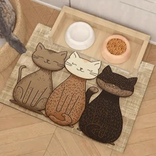 1 件 3 件/套 猫印花宠物喂食垫，高吸水性速干宠物碗垫，易于清洁的宠物餐垫，适合所有季节的宠物，适用于狗窝、猫笼 - 彩色 - 查看 12