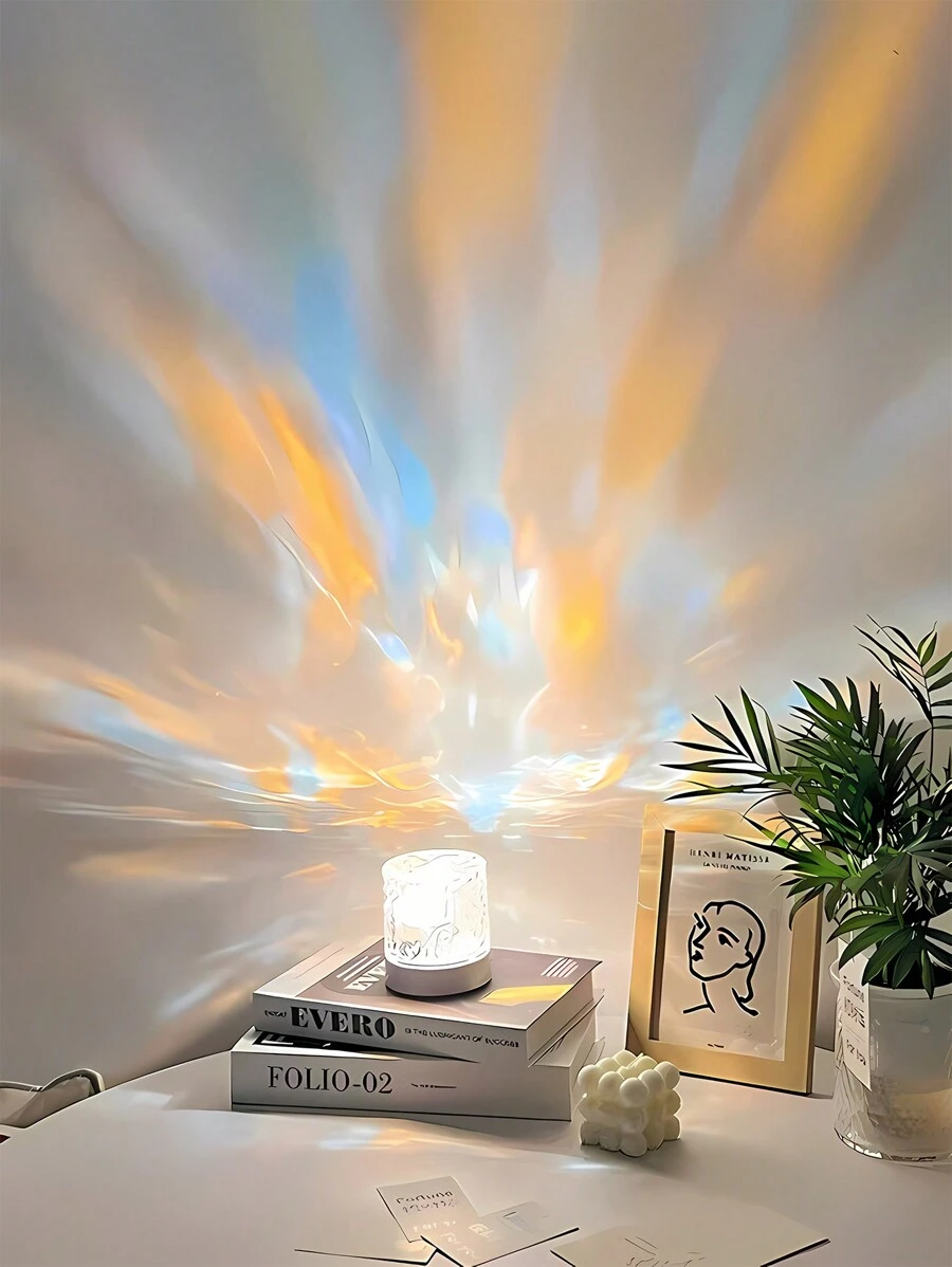 1 đèn chiếu xoay Dreamy Flame & Water Wave, nhiều chế độ màu, đèn ngủ máy chiếu tạo bầu không khí đa năng, quà tặng lãng mạn hoàn hảo cho sinh nhật và ngày lễ - Nhiều màu - Xem 1
