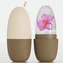 1 件装冰面部滚轮带冰块托盘皮肤按摩器，有助于减少面部和眼部浮肿，塑造和增强护肤功效和光泽，可重复使用和防漏冰面部滚轮模具立方体 - 彩色 - 查看 10