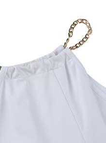 Womens Casual Half Sleeve T-shirt Fashion Solid Color Off-shoulder V-neck Pullover Tops - Blanco - Ver 5
