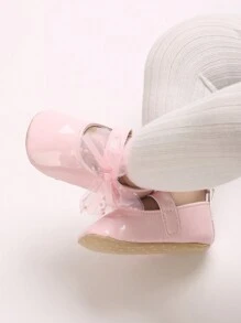 春夏玛丽珍新生儿鞋，0-1岁女婴可爱蝴蝶结公主鞋 - 粉色 - 查看 7