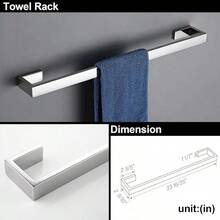 Brushed Nickel Bathroom Hardware Set 4 Pieces, Bath Towel Holder Set SUS304 Stainless Steel, Towel Racks Set For Wall Mount, Square Bathroom Accessories Set Towel Bar Heavy Duty - White - View 2