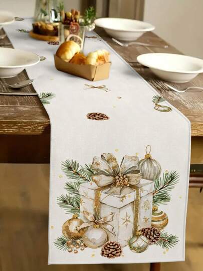 1 pezzo Runner da tavola con motivo natalizio, decorazione natalizia per la casa, articoli per feste interne/esterne e decorazioni per la stanza, adatto per la decorazione natalizia della casa e della cucina e per le celebrazioni natalizie