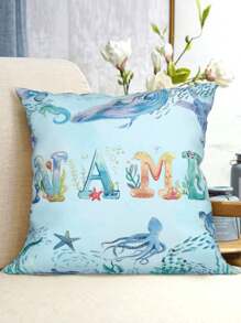 1 buah Sarung Bantal Nama Cetak Dua Sisi yang Dapat Disesuaikan dan Dipersonalisasi, Cocok untuk Hadiah Ulang Tahun, Sarung Bantal Pola DIY, Hadiah untuk Keluarga, Teman, dan Diri Sendiri - Putih - View 2
