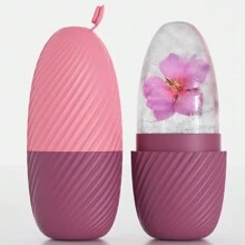 1 件装冰面部滚轮带冰块托盘皮肤按摩器，有助于减少面部和眼部浮肿，塑造和增强护肤功效和光泽，可重复使用和防漏冰面部滚轮模具立方体 - 彩色 - 查看 17