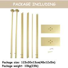 Futchoy Professional Backdrop Stand Pipe Kit,10'x 10' Heavy Duty Adjustable Height Background Support System Curtain Frame Telescopic With Steel Base For Wedding Party Photography Show Display,Gold Party Favors Room Decor Bride - 彩色 - 查看 7