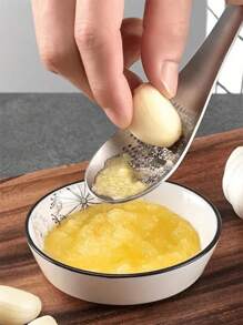 langanhaltend Edelstahl Küchenlöffel, ideal zum Zerdrücken von Knoblauch und Ingwer - perfekt für effizientes manuelles Zerkleinern von Lebensmitteln und schnelle Mahlzeitenzubereitung beim Camping