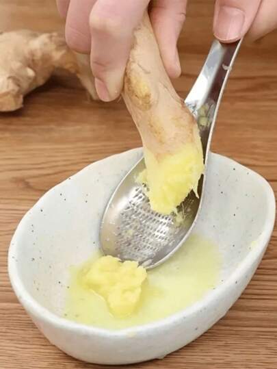 langanhaltend Edelstahl Küchenlöffel, ideal zum Zerdrücken von Knoblauch und Ingwer - perfekt für effizientes manuelles Zerkleinern von Lebensmitteln und schnelle Mahlzeitenzubereitung beim Camping