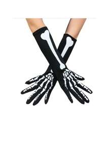 1 Set Of Halloween Skeleton Gloves Dark Wind Glow-In-The-Dark Bone Ghost Stage Costume Props, Skeleton Gloves Stockings Party Background Accessories, Luminous Skeleton Gloves Stockings Set Home Decoration Decorations, Suitable For Costume Parties, Halloween Decorations, Holiday Parties Decorated Skeleton Costumes