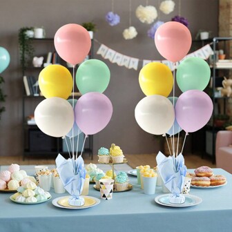 1 套气球支架套件，气球棒支架带彩色底座，适用于性别揭秘派对一岁生日派对装饰品供应（4 种颜色底座）