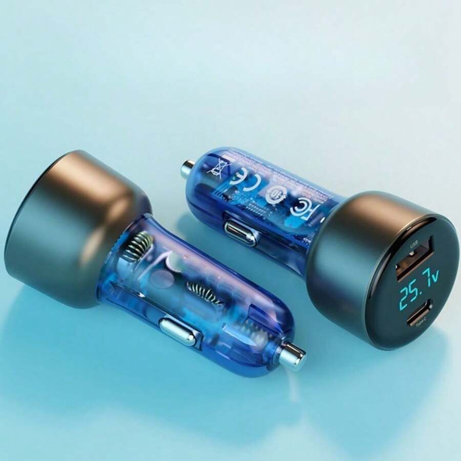 72W Turbo LED Car Charger USB And Type C Charger -RC003C - RC003C - Xem 1