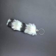 1 buc pandantiv nou cu coadă cu dungi din blană de iepure din imitație, cu pandantiv de pluș cu bilă de blană colorată, breloc drăguț, decor pentru geantă, accesorii auto, pandantiv pentru geantă, rucsac pentru școală, gotic Y2k