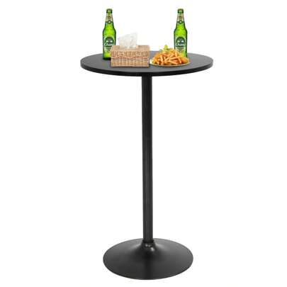 Round Bar Table 38.9" Height Modern Pub Table With Solid Top And Sturdy Metal Base, High Top Table For Kitchen, Dining Room, Bistro, Cocktail