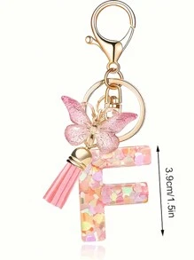 1pc Monograma Letra Inicial Chaveiro Bonito Borboleta Chaveiro Anel Para Carteira Bolsa Fone De Ouvido Estojo Presente Chaveiro Acessórios Pequenos Presentes Y2K