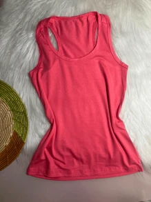 Women's Plain Mesh Racerback Tank Top In Summer Colors - Hồng đỏ - Xem 1