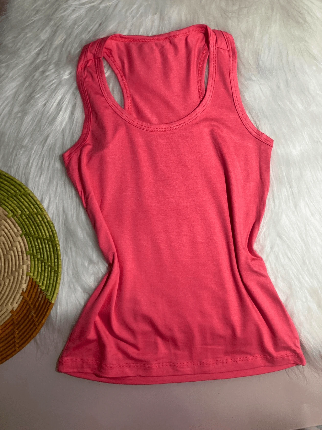 Women's Plain Mesh Racerback Tank Top In Summer Colors - Hồng đỏ - Xem 1