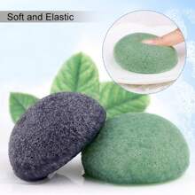 3 Count Cleansing And Exfoliating Activated Charcoal Konjac Facial Sponge, Deep Cleansing And Exfoliating, Suitable For Oily, Dry, And Sensitive Skin, Natural Face Cleansing Tool