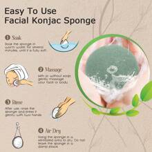 3 Count Cleansing And Exfoliating Activated Charcoal Konjac Facial Sponge, Deep Cleansing And Exfoliating, Suitable For Oily, Dry, And Sensitive Skin, Natural Face Cleansing Tool