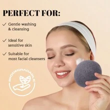 3 Count Cleansing And Exfoliating Activated Charcoal Konjac Facial Sponge, Deep Cleansing And Exfoliating, Suitable For Oily, Dry, And Sensitive Skin, Natural Face Cleansing Tool