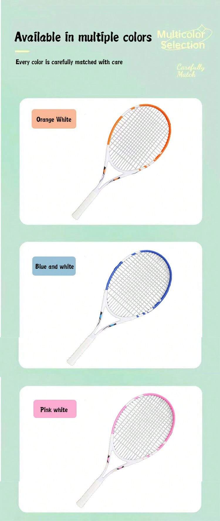 2pcs/Set Tennis Racket Full Aluminium OnePiece Extra Large Racket Face