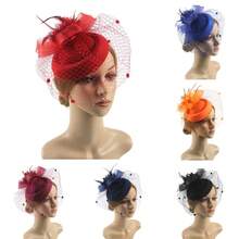 1 Pc Retro Fascination Hat Women Flower Mesh Sinamay Feathers Fedoras Hat Headband Hair Clip Cocktail Tea Party Headwewar Mini Hat Tiny Hat Derby Hat Mini Cap