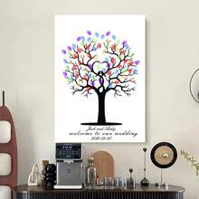 1 Stück Kreative Fingerabdruck DIY Finger Malerei Hochzeitsfeier Firmen Jahrestreffen personalisierter Fingerabdruck Anmeldung Baum, erhöht den Spaß, dekorative Malerei, Wohnzimmer, Schlafzimmer, Dekorationsposter, denkwürdig, bedeutungsvoll, Leinwand, ohne Rahmen, Valentinstag, Valentinstag Dekoration, Multifunktional, schimmelresistent, ornamental, exquisit, stilvolle, ideale Geschenke für sie, ihn, Freund, Freundin, Vater, Mutter, Familie, Freunde, Küche, Esszimmer, Schlafzimmer, Büro, Wohnzimmer, Zuhause, Garten, Teeraum, für Jahrestage, für Geburtstage, für Einweihung, für Abschluss, Weihnachtsdekoration, Herbst Zuhause Auffrischung, skandinavisch gemütliches Zuhause, warme Atmosphäre