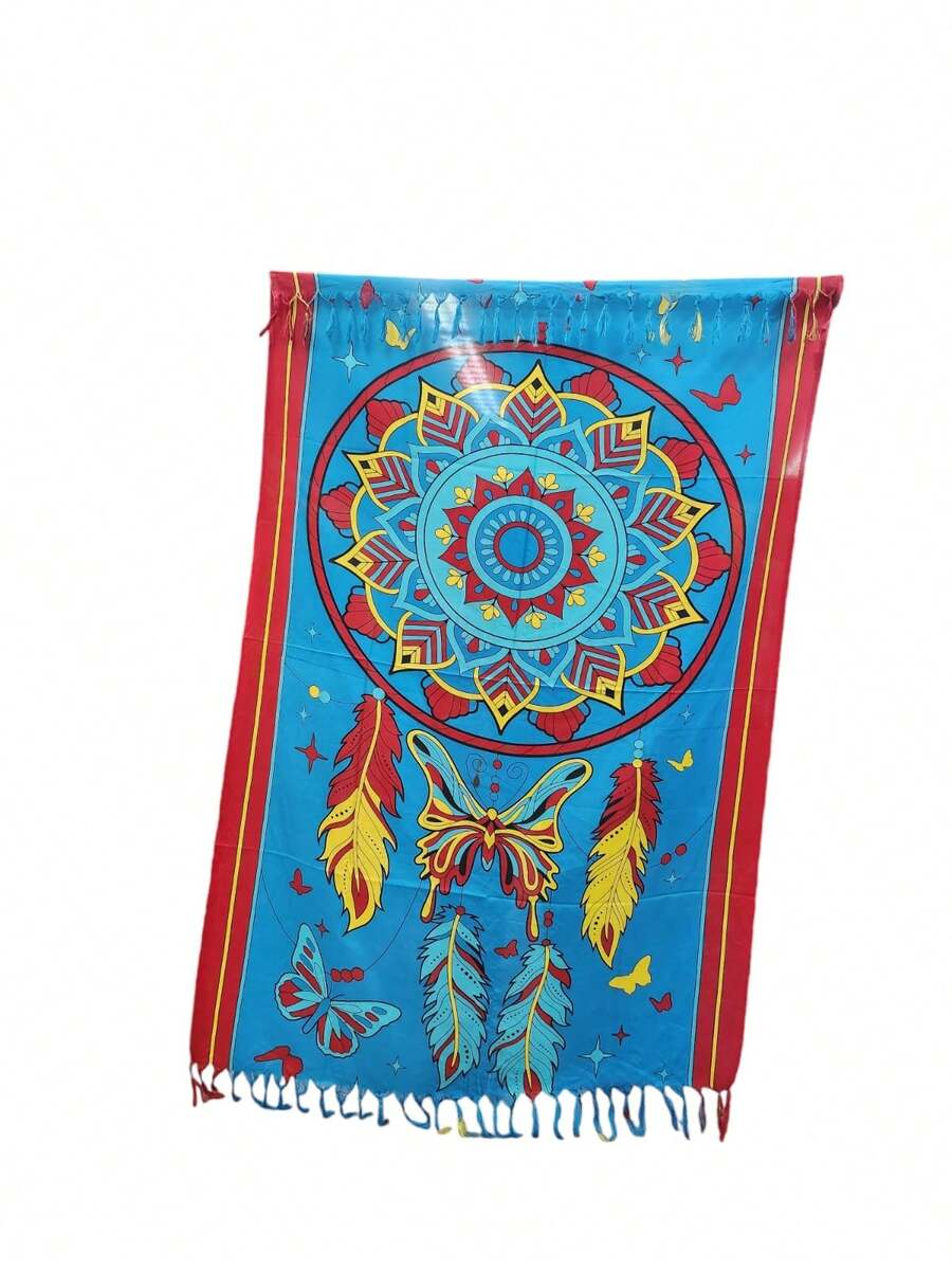 Yong Knit Beach Sarong Women's Beach Skirt Print Option 1 Size 1.1*1.7m - Màu xanh nhạt - Xem 1