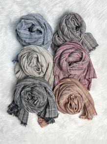 1 件男士优雅条纹时尚前卫保暖粘胶亚麻混纺流苏围巾，全新极简主义奢华自然风格轻质围巾男士配饰 - 彩色 - 查看 8