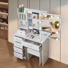 Schminktisch mit spiegel und hocker Beleuchtung 6 Schublade Frisiertisch mit LED