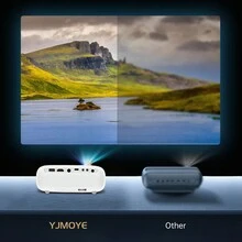 YJMOYE Mini Projector With WiFi 1080P Home Theater Movie Projector Portable Outdoor Video Projector Compatible With IOS/Android Phone/Tablet/Laptop/PC/TV Stick/Box/USB Drive/DVD/Game Console - White - View 4