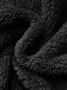 Jaqueta Casual Solta de Fleece com Zíper e Manga Longa, Cor Sólida, Plus Size, Outono e Inverno