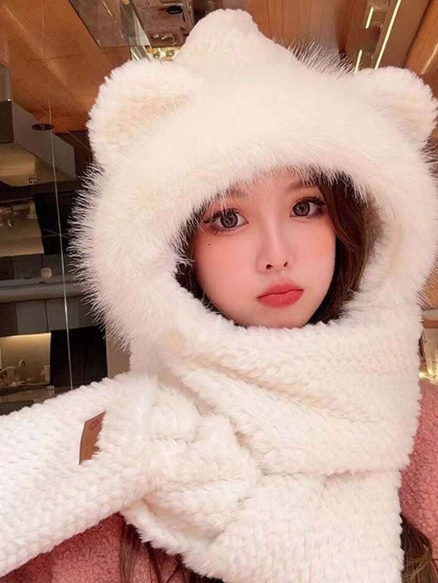 Winter Warm Hat Scarf Neck Warmer Set - Multicolor - View 1