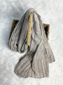1 件男士优雅条纹时尚前卫保暖粘胶亚麻混纺流苏围巾，全新极简主义奢华自然风格轻质围巾男士配饰 - 彩色 - 查看 10