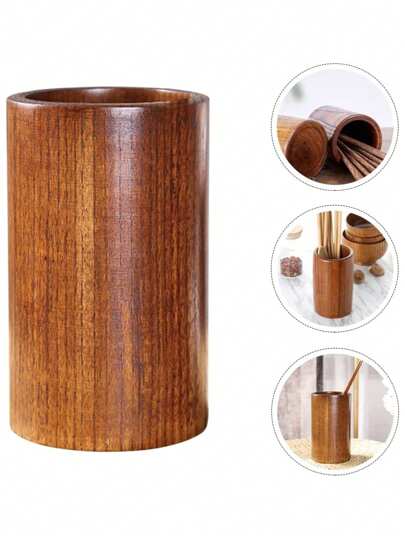 KEMORELA 1PC, Solid Wood Chopstick Holder, Wooden Kitchen Utensil Organizer, Decorative Storage For Chopsticks, Spoons, Forks, Multifunctional Cutlery Drain Holder For Kitchen