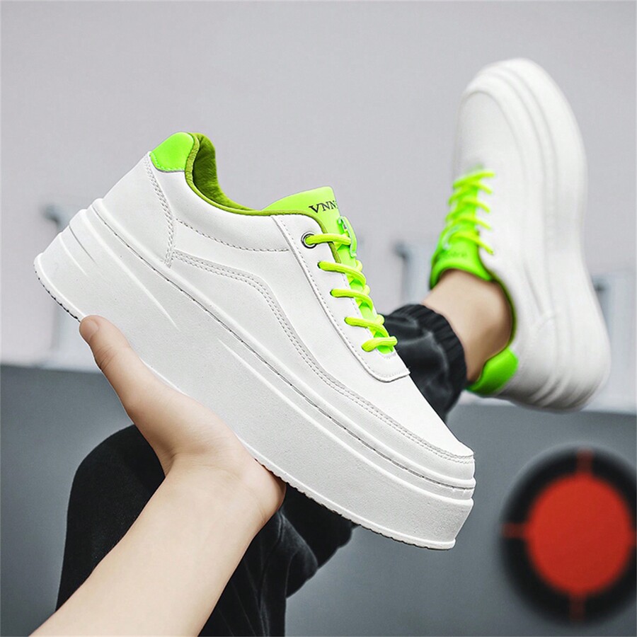 Classic Men's Casual White Sneakers Thick Sole Low Top Vulcanized Shoes