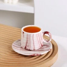 90ml/3.2oz Ceramic Espresso Coffee Cup And Saucer Set, Turkish Coffee Cup And Saucer Set