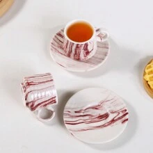 90ml/3.2oz Ceramic Espresso Coffee Cup And Saucer Set, Turkish Coffee Cup And Saucer Set