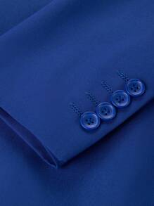 Furuyal 男士西装三件套优雅西装套装男士绅士纯色双扣修身单排扣婚礼夹克背心裤配领带套装舞会礼服派对皇家蓝色尺码 XS-3XL - 寶藍色 - 查看 10