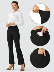 ZUTY Yoga Anzughose mit elastischem Bund, dehnbar, weiter Schnitt, Bundhose mit Gürtelschlaufen und 4 Taschen