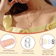 2/1 Pc Tiny S Necklace Clasp, Stainless Steel Double Opening Bracelet Shorteners Mini S Hooks Clips For Small Keychain, Bracelets, Pendant, Carabiner Necklace Jewelry Making - Multicolor - View 2
