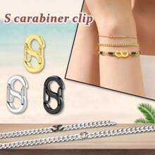2/1 Pc Tiny S Necklace Clasp, Stainless Steel Double Opening Bracelet Shorteners Mini S Hooks Clips For Small Keychain, Bracelets, Pendant, Carabiner Necklace Jewelry Making - Multicolor - View 3