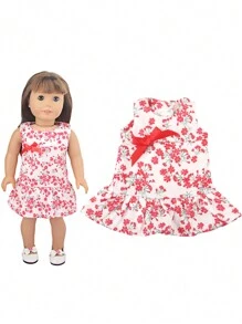 Robe à fleurs sans manches de 18 pouces pour poupée américaine, accessoires de vêtements de poupée pour enfants (poupée non incluse), vêtements de poupée, accessoires de poupée bébé, accessoires de poupée