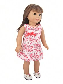 Robe à fleurs sans manches de 18 pouces pour poupée américaine, accessoires de vêtements de poupée pour enfants (poupée non incluse), vêtements de poupée, accessoires de poupée bébé, accessoires de poupée