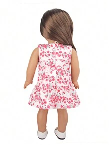 Robe à fleurs sans manches de 18 pouces pour poupée américaine, accessoires de vêtements de poupée pour enfants (poupée non incluse), vêtements de poupée, accessoires de poupée bébé, accessoires de poupée
