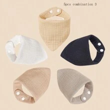 5 件装婴儿围嘴，柔软可调节三角形，耐污且易于清洁，男女通用