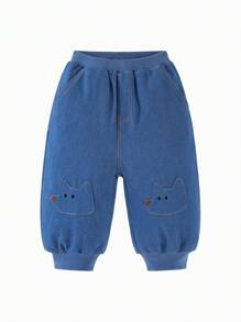 mini bala 男童女童羽绒裤冬季柔软牛仔休闲裤 - 牛仔中藍 - 查看 4